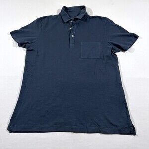 OUTERKNOWN Mens Saltwater Blue Slub Polo Shirt Short Sleeve Preppy Pocket Sz M